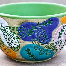 Load image into Gallery viewer, Matte Green, Moth Carved Bowl