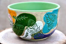Load image into Gallery viewer, Matte Green, Moth Carved Bowl