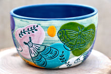 Load image into Gallery viewer, Matte Blue, Moth Carved Bowl