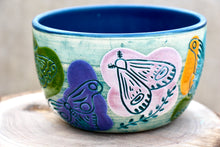 Load image into Gallery viewer, Matte Blue, Moth Carved Bowl
