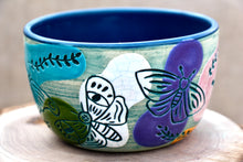 Load image into Gallery viewer, Matte Blue, Moth Carved Bowl