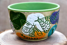 Load image into Gallery viewer, Matte Green, Moth Carved Bowl
