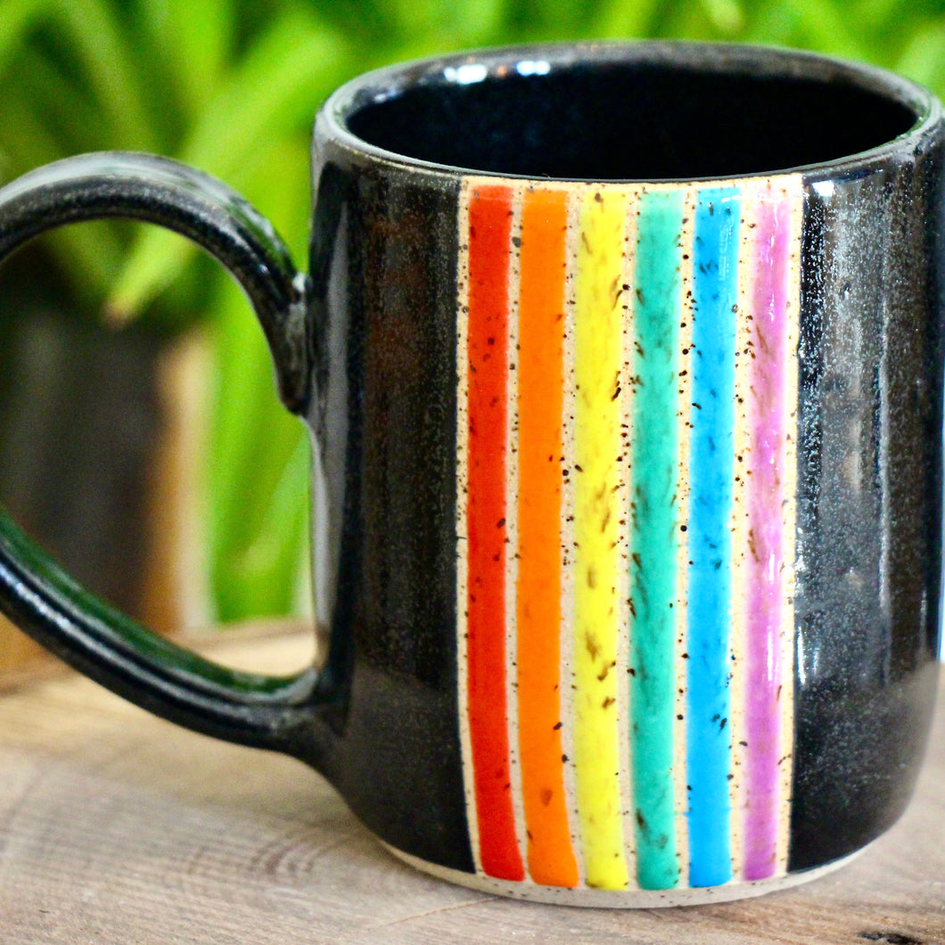 Sparkly Black Rainbow Pride Mug