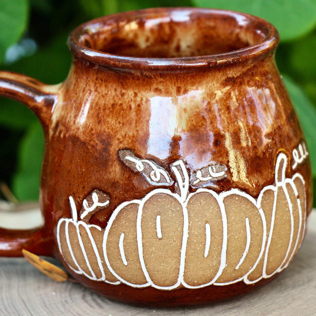 Burgundy Carved Pumpkin Mug