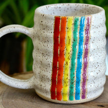 Load image into Gallery viewer, Speckled White Wavy Rainbow Mug
