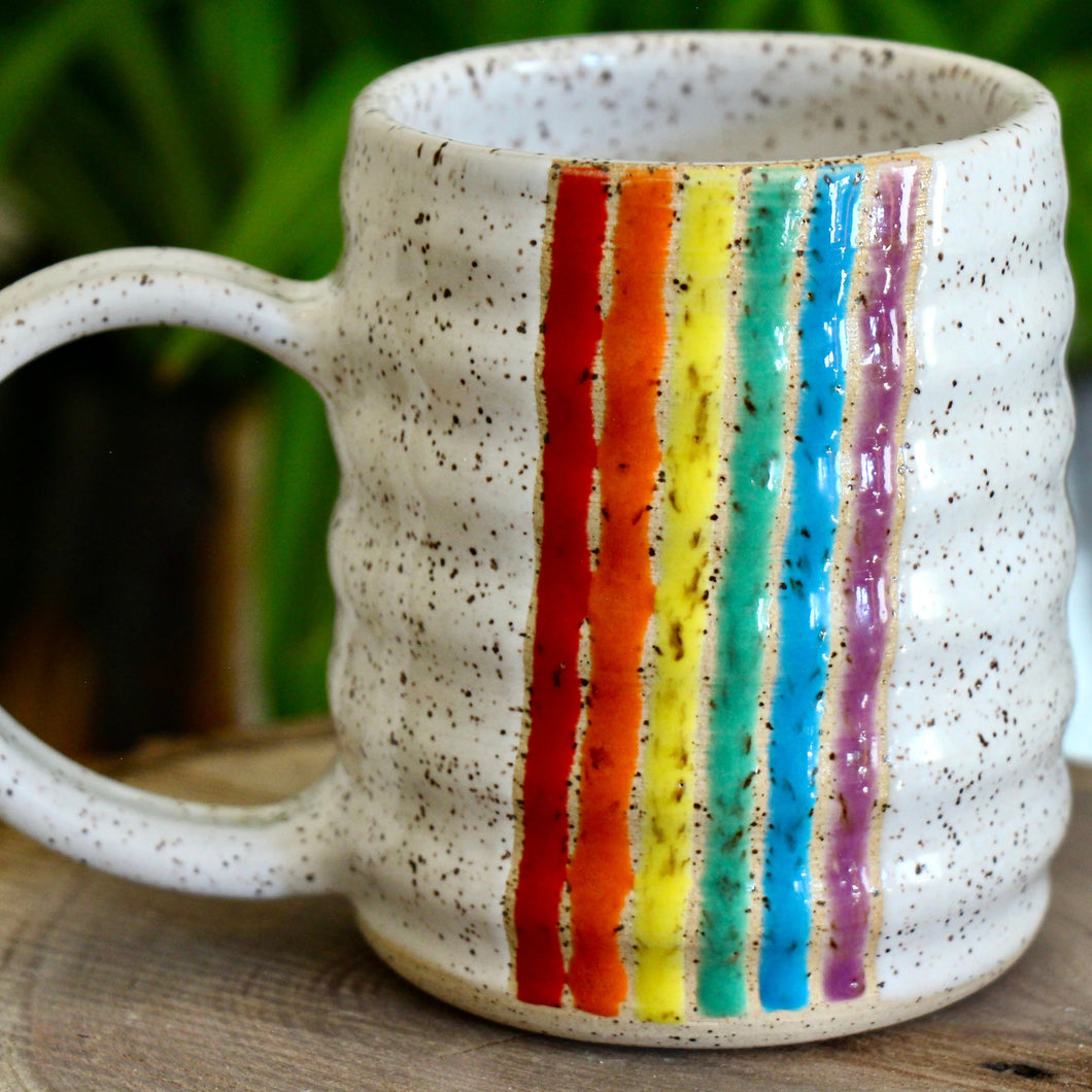 Speckled White Wavy Rainbow Mug