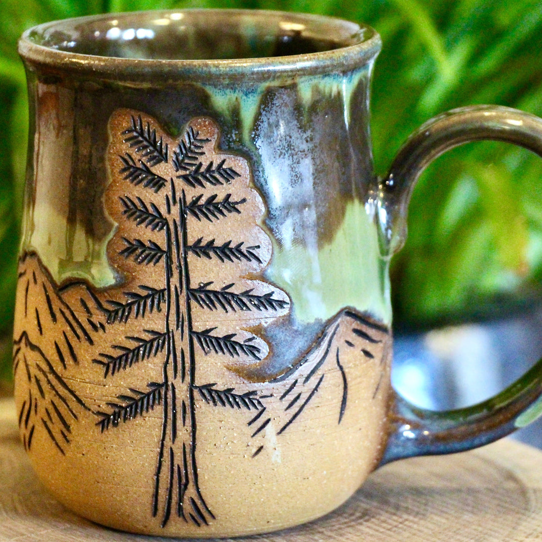 Pine Trees and Mountain Landscape Mug