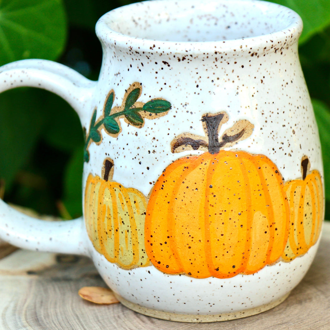 White Speckled Pumpkin Patch Mug