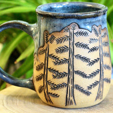 Load image into Gallery viewer, Pine Trees and Mountain Landscape Mug
